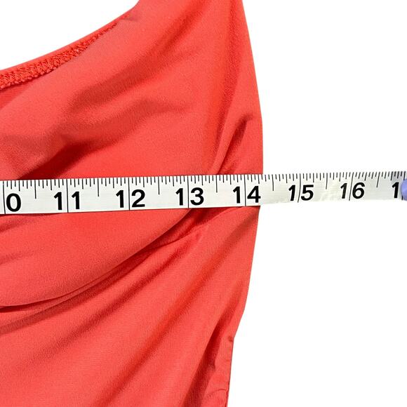 Rhapsody Y2K Strapless Dress Womens M Orange Bandeau Stretch Shark Bite Coquette - Picture 9 of 15